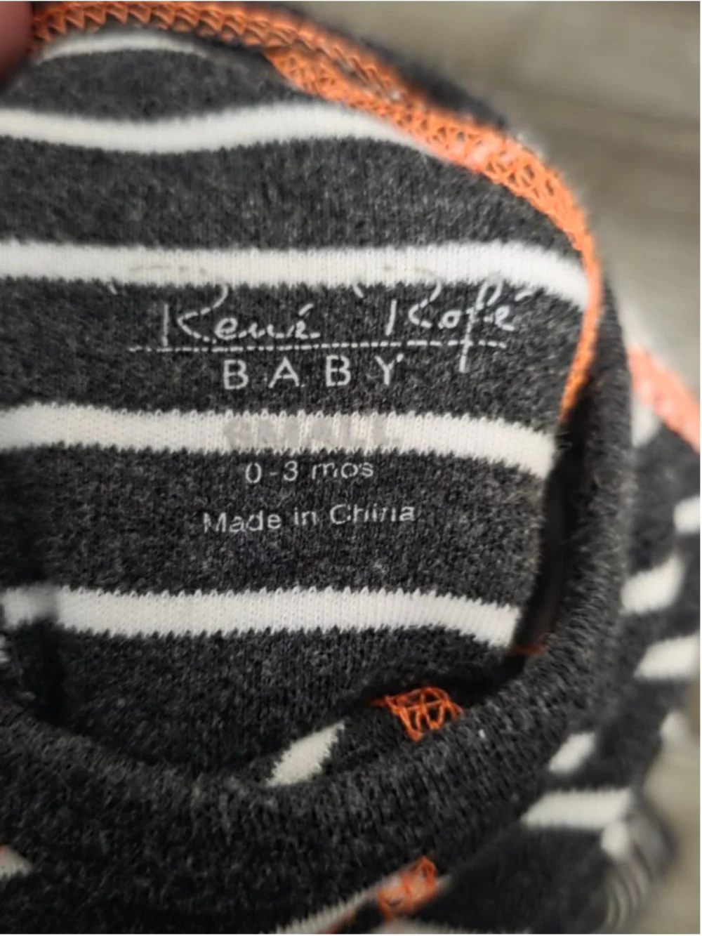 Baby‎ Rene Rofe Striped Bodysuit 0-3 Months Gray Orange